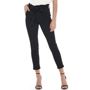 Prosperity Black Denim Tie Waist Paper Bag Skinny Jeans